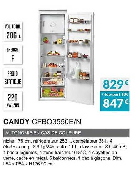 candy cfbo3550e-n autonomie en cas de coupure