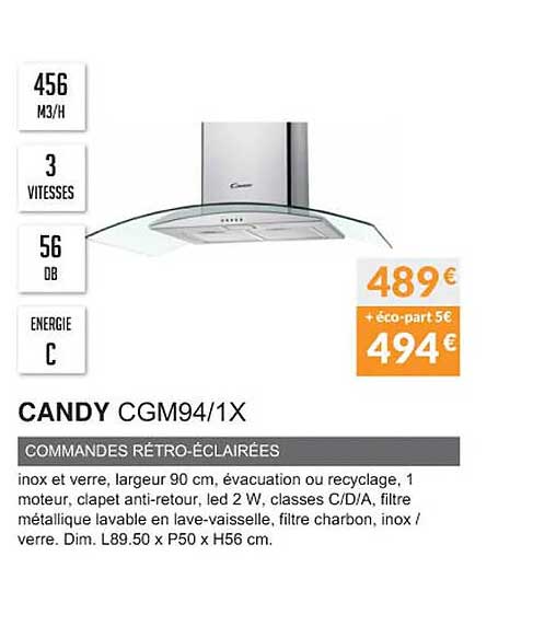 candy cgm94-1x commandes rétro-éclairées