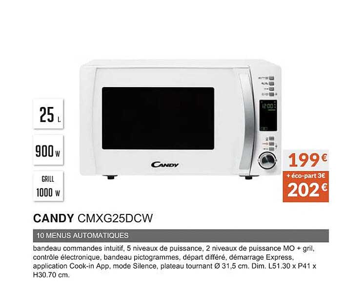 candy cmxg25dcw 10 menus automatiques