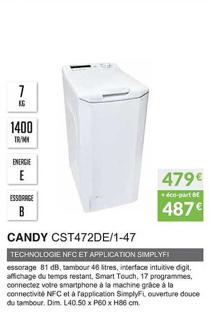 candy cst472de-1-47 technologie nfc et application simplyfi