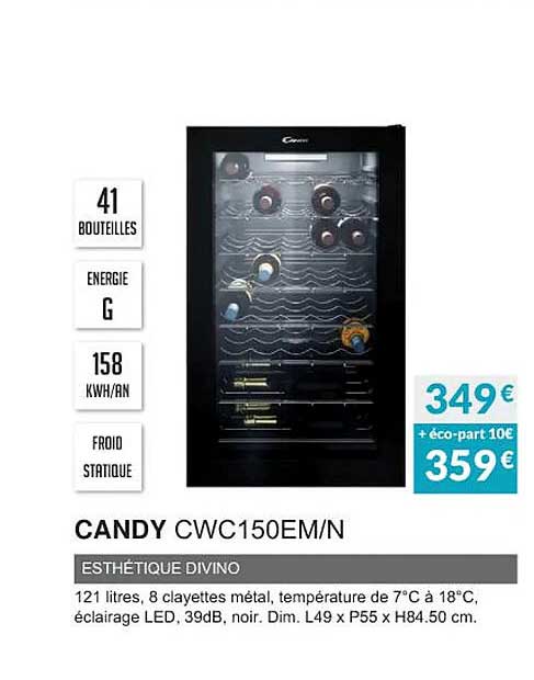 candy cwc150em-n esthétique divino