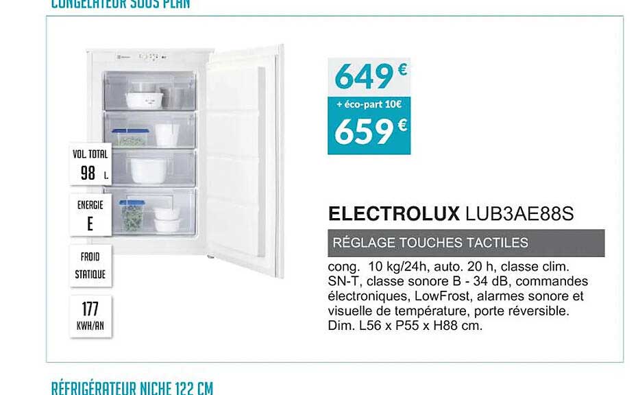 congélateur sous plan electrolux lub3ae88s
