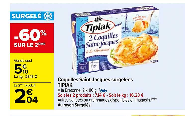 coquilles saint-jacques surgelées tipiak