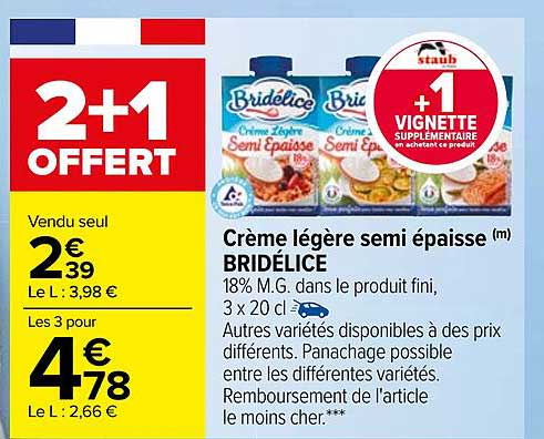 crème légère semi épaisse bridélice