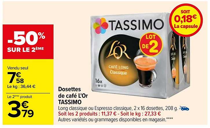 Dosettes De Café L'or Tassimo