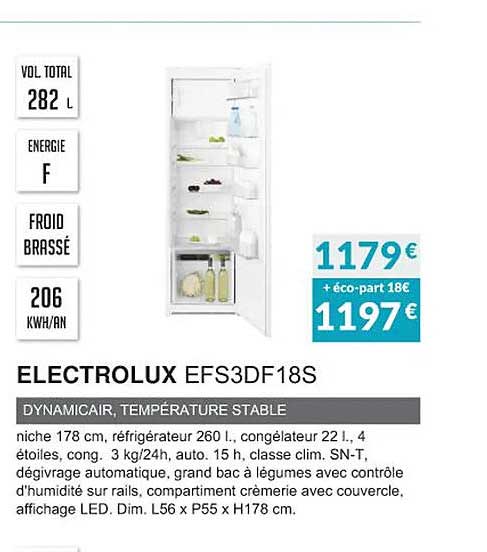 electrolux efs3df18s dynamicair, température stable
