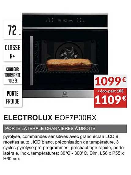 electrolux eof7p00rx porte latérale charnières à droite
