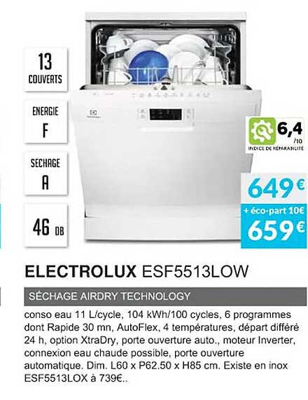 electrolux esf5513low séchage airdry technology