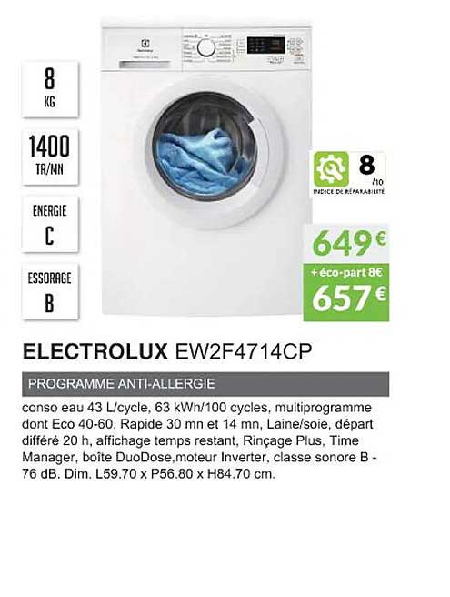 electrolux ew2f4714cp programme anti-allergie