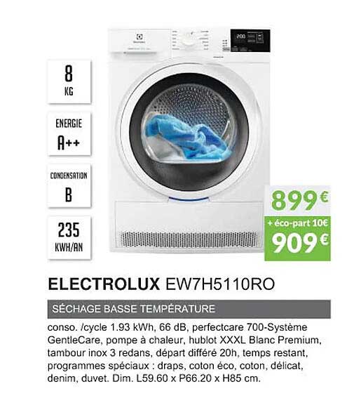 electrolux ew7h5110ro séchage basse température