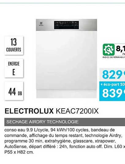 electrolux keac7200ix séchage airdry technologie