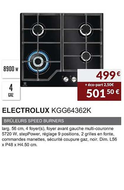 electrolux kgg64362k brûleurs speed burners