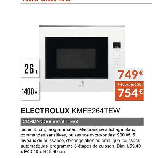 electrolux kmfe264tew commandes sensitives