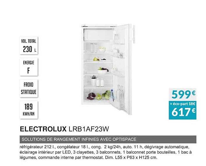 electrolux lrb1af23w solutions de rangement infinies avec optispace