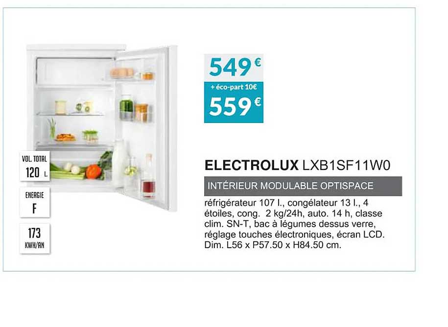 electrolux lxb1sf11w0 intérieur modulable optispace