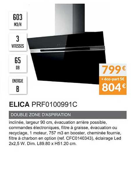 elica prf0100991c double zone d'aspiration