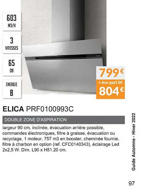 elica prf0100993c double zone d'aspiration