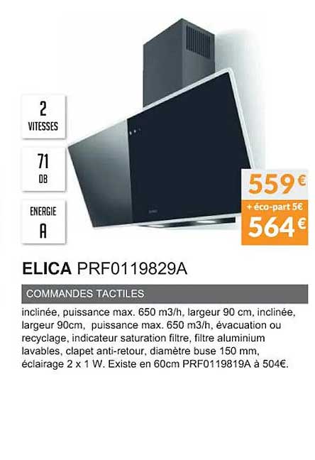 elica prf011929a commandes tactiles