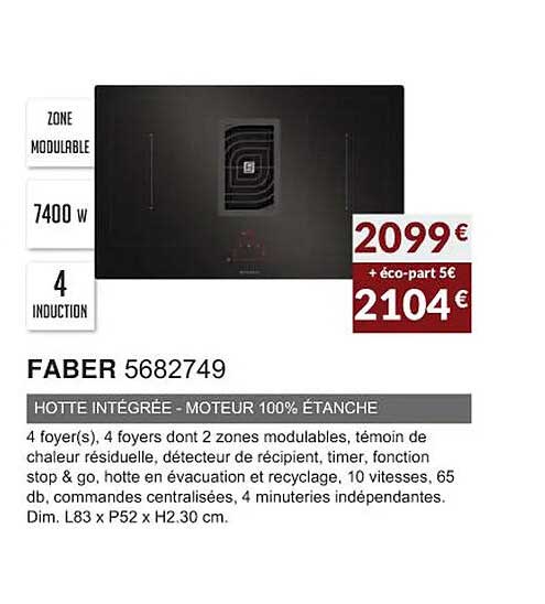 faber 5682749 hotte intégrée - moteur 100% étanche
