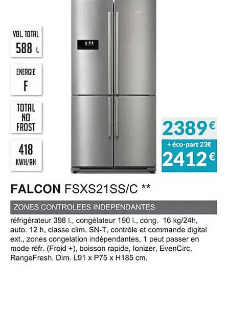 falcon fsxs21ss-c zones contrôlées independantes