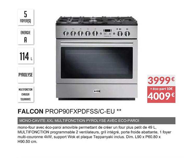 falcon prop90fxpdfss-c-eu mono-cavité xxl multifonction pyrolyse avec eco-paroi