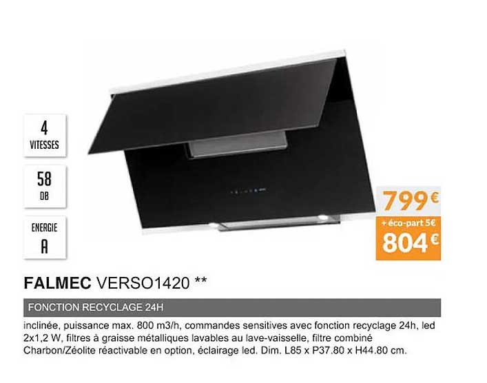 falmec verso1420 fonction recyclage 24h