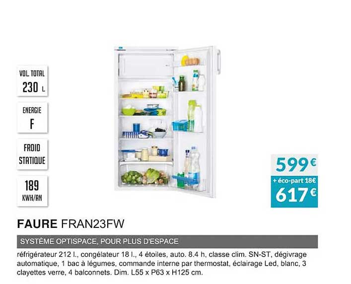 faure fran23fw système optispace, pour plus d'espace