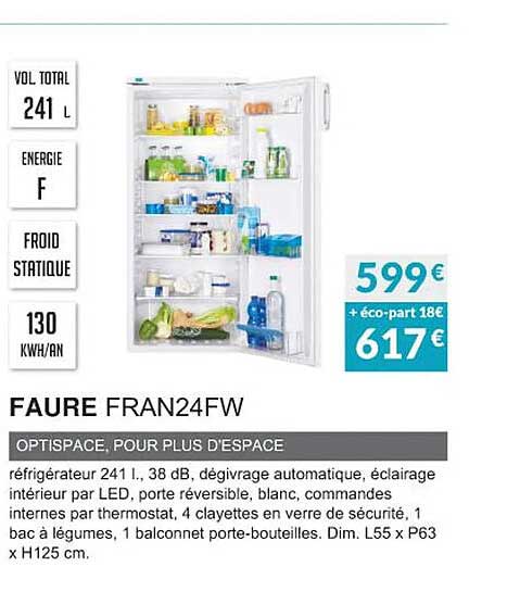 Faure Fran24fw Optispace, Pour Plus D'espace