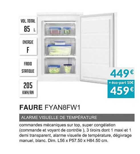 faure fyan8fw1 alarme visuelle de température