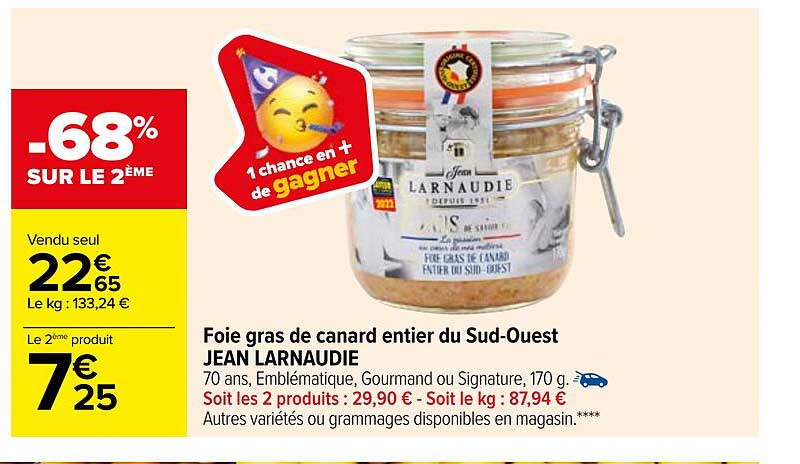 foie gras de canard entier du sud-ouest jean larnaudie