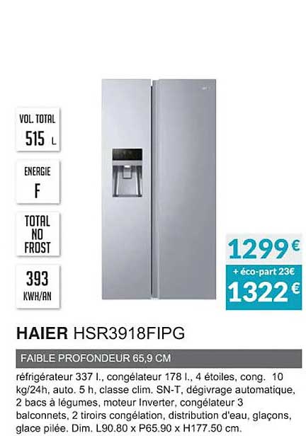 haier hsr3918fipg faible profondeur 65,9 cm