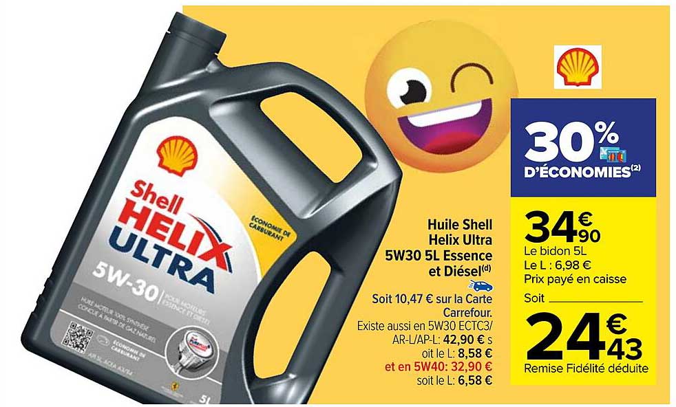 huile shell helix ultra 5w30 5l essence et diésel