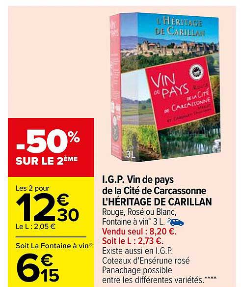 i.g.p. vin de pays de la cité de carcassonne l'héritage de carillan