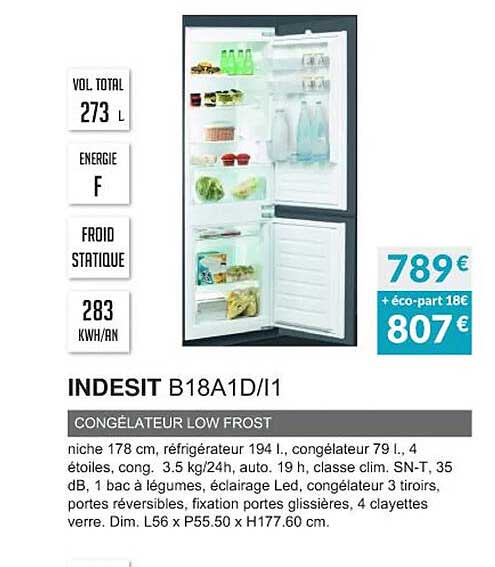 indesit b18a1d-i1 congélateur low frost
