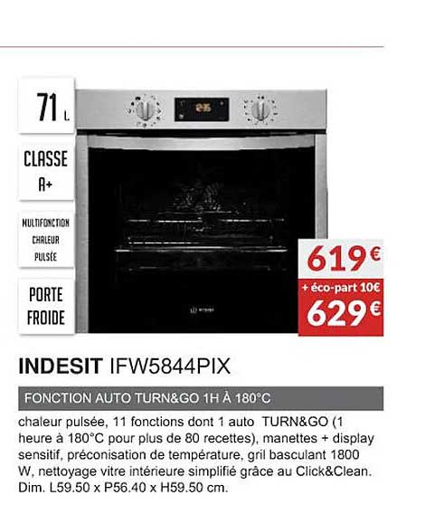 indesit ifw5844pix fonction auto turn & go 1h à 180°c