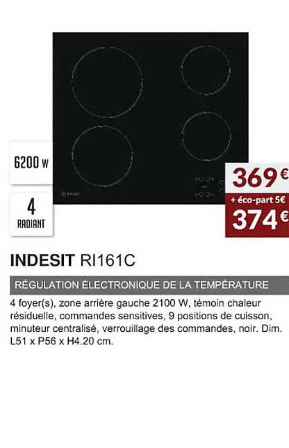 indesit ri161c régulation électronique de la température