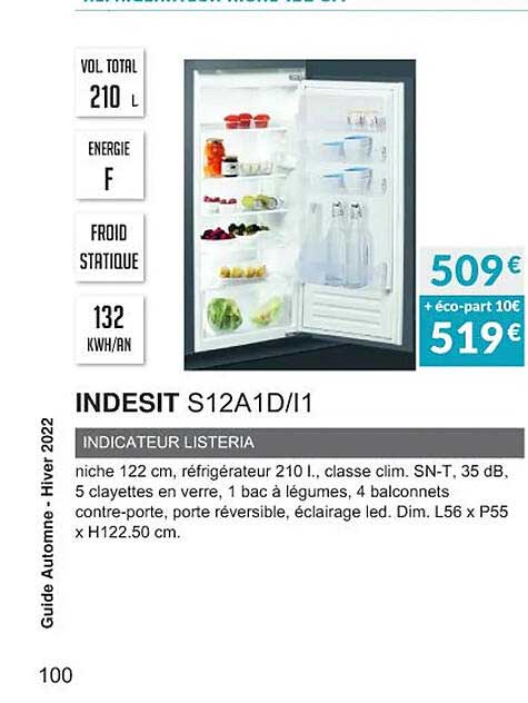 indesit s12a1d-i1 indicateur listeria