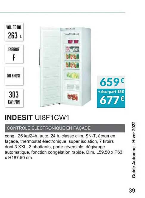 indesit ui8f1cw1 contrôle électronique en façade