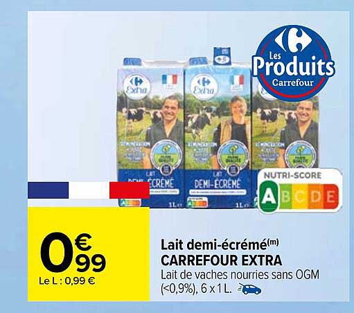 lait demi-écrémé carrefour extra