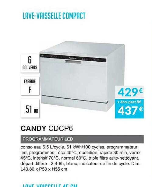 lave-vaisselle compact candy cdcp6