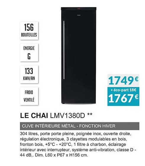 le chai lmv1380d cuve intérieur métal - fonction hiver