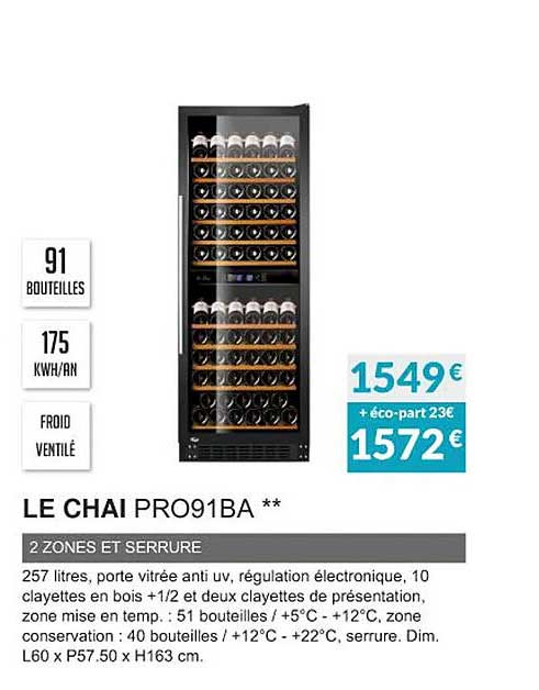 le chai pro91ba 2 zones et serrure