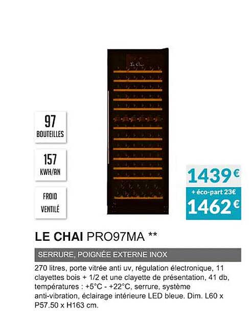 le chai pro97ma serrure, poignée externe inox