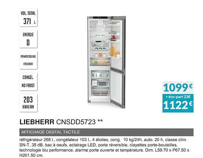 Liebherr Cnsdd5723 Affichage Digital Tactile