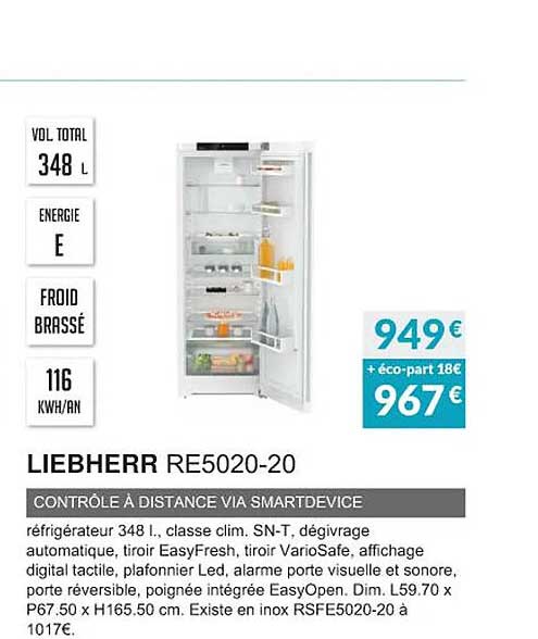 liebherr re5020-20 contrôle à distance via smartdevice