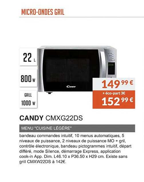 micro-ondes gril candy cmxg22ds