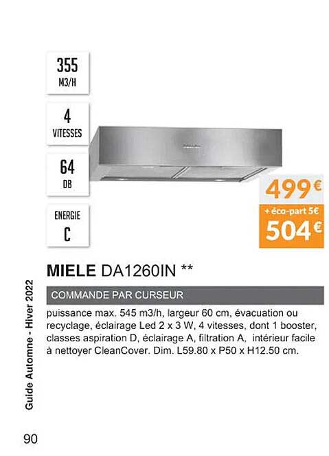 miele da1260in commande par curseur
