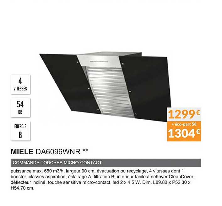 miele da6096wnr commande touches micro-contact