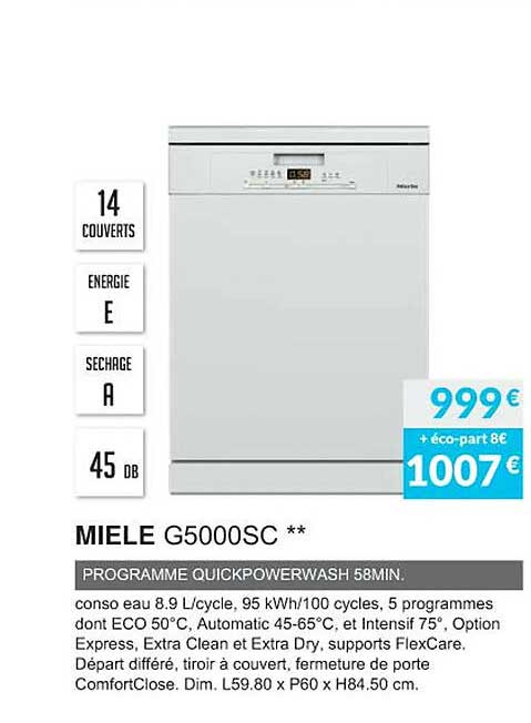 miele g5000sc programme quickpowerwash 58min.