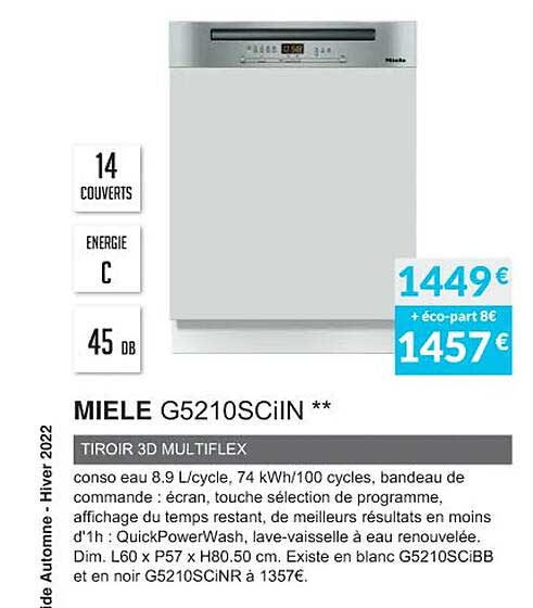 miele g5210sciln tiroir 3d multiflex